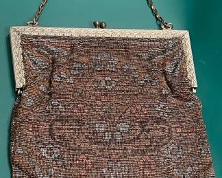 Art Nouveau Gold Seed Bead Bag