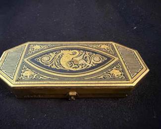 Antique Damascene French Houbigat,Compact Cigarette Holder