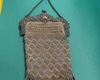 Tiny Silvertone Bag With German Silver Handle