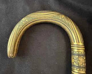 Toledo Ware, Walking Stick, Antique Damascene Handle
