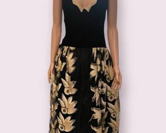 Antique Velvet And Embroidered Tulle Dress