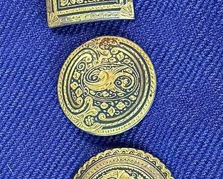 Vintage Damascene Toledo Ware Brooches