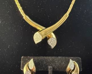 Vintage AS Gold Tone Rhinestone Costume Jewelry Set