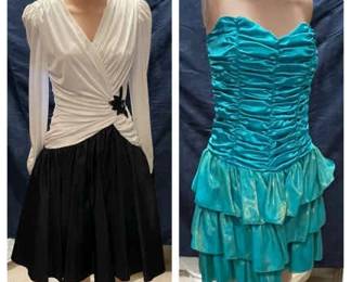 80s Formals Strapless Teal And Black And White