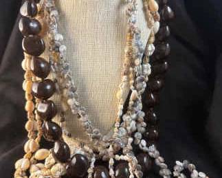 Nasa, Snail, Cowrie, Kukui Nut, Traditional Hawaiian Shell Necklaces
