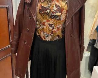 Leather Jacket, Silk Skirt, And Polyester Shirt