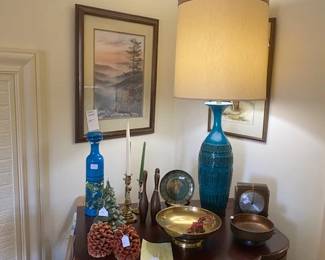 retro MCM Rosenthal Netter Bitossi Pottery vase and MCM lamp