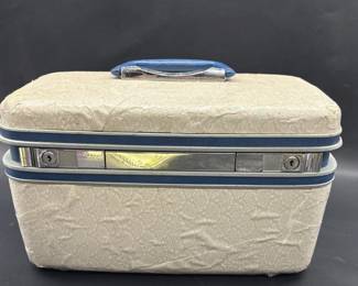 Blue & White Vintage Samsonite Train Case