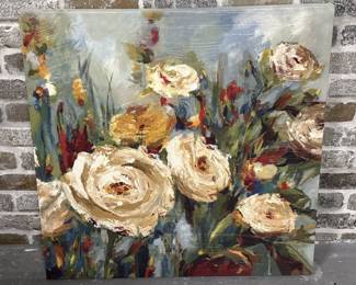 Canvas Art w/ Flowers & Gray Sky