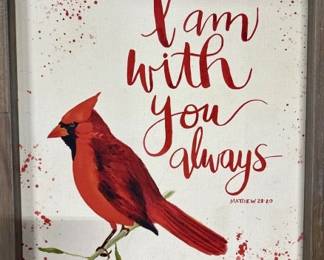 Framed Cardinal Bird Print, Inspirational