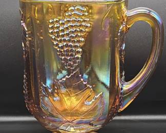 Carnival Glass Marigold Harvest Grapes Pitcher
