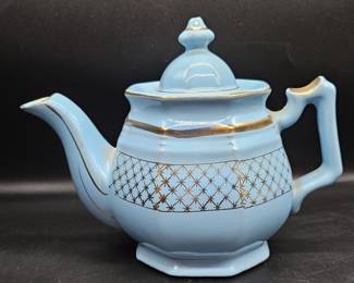Vintage Glazed Terra Cotta Pottery Lidded Teapot