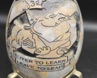 Marble Egg Carving on Stand, Army Theme