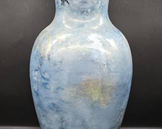 Blue Art Glass Vase w/ Mottled Finish