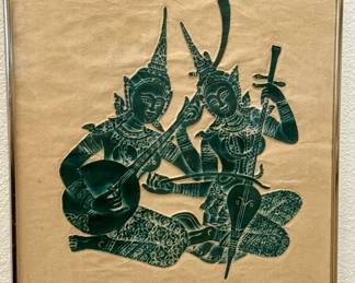 Framed Thai Buddhist Temple Rubbing