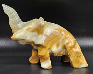 Vintage Carved Miniature Onyx Elephant Figurine
