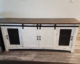 Farmhouse White w/ Wood Tone & Barn Door Buffet