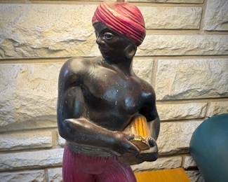 Mid-century chalk ware blackamoor dancing figure lamps