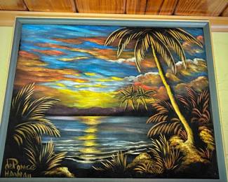 Vintage velvet painting by John De Ponce