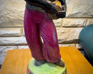 Mid-century chalk ware blackamoor dancing figure lamps