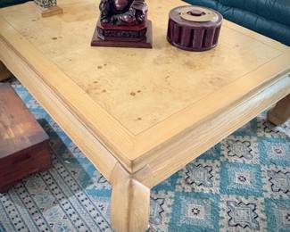 1980s Henredon burl Ming-style coffee table