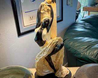 Mid-century chalk ware blackamoor dancing figure lamps