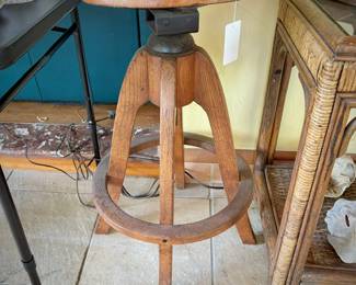 Antique oak swivel drafting stool