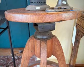 Antique oak swivel drafting stool