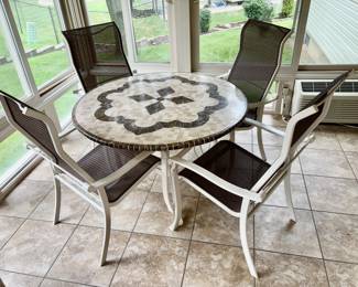 This patio set will be sold with another 3-pc set and will not be separated. See next photo.