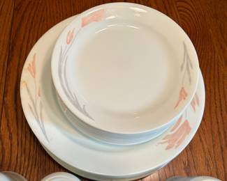 Corelle Floral Wisp, also known as Desert Rose pattern.
