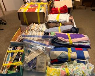 Quilt tops, fabric, sewing notions & patterns