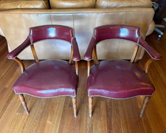 Pair of Leather Hickory Furn. Co. Club Chairs