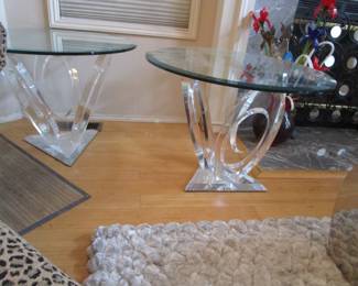 2 "Eclipse of Time" glass/acrylic signed tables by Mikhail Loznikov