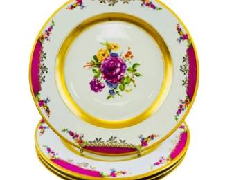 Set Of 4 Antique Black Knight Dinner Plates