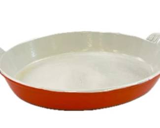 Vintage Le CREUSET"#24 D~ Orange Iron Enamel Oval Baking Dish