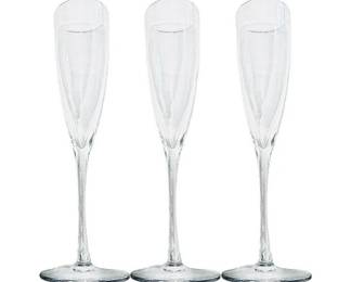 Tiffany & Co Crystal Champagne Flutes - Signed On Base - Set Of Three