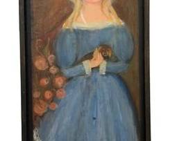 Original Folk Art Painting On Board - Signed On Reverse "By Hand, The Roberts Family, Avon, CT"