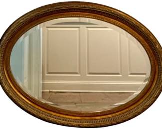 Horizontal Oval Mirror - Gold Plaster Frame - 42.5 x 31 inches
