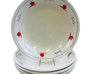 Pottery Barn Pasta Bowls - each illustrating an ingredient - 5 Bowls