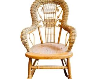 Vintage Wicker Childs Rocking Chair