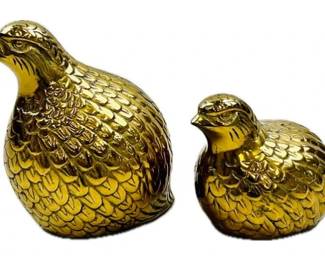 Vintage Brass Partridge Bookshelf Decor