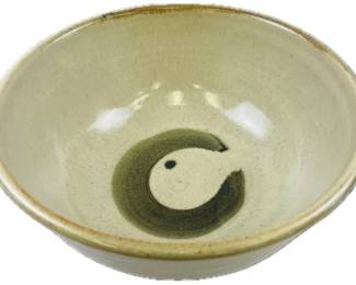 Mid-Century Studio Pottery Stoneware Bowl - Incised Signature On Base