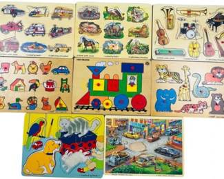Melissa & Doug And SImplex Easy Grip Peg Puzzles And Storage Box