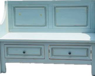 Light Blue Vintage Entry Way Storage Bench
