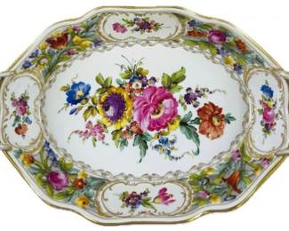 Antique Carl Thieme Dresden Reticulated Oval Bowl Handles