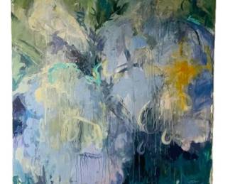 Acrylic On Canvas Night Flowers By Darien Artist Britt Bair