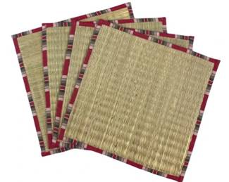 Wicker Placemats With Fabric Trim