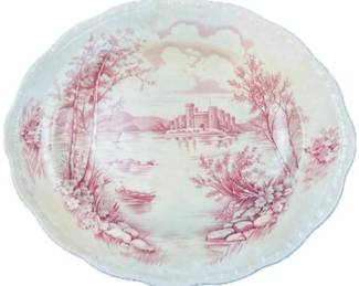 Alfred Meakin Queens Castle Made In England Oval Serving Platter 11.5" Pink