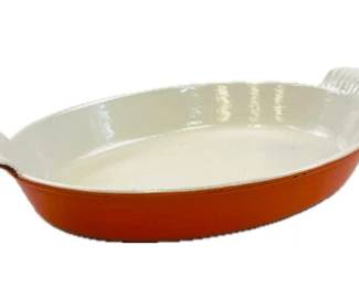 Le Creuset #28 Flame Orange Au Gratin Oval Open Baker Enamel Cast Iron Vintage