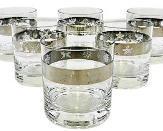 Mid-Century Modern Silver Banded Juice Glasses (6 Total) ~ 3.5" Tall